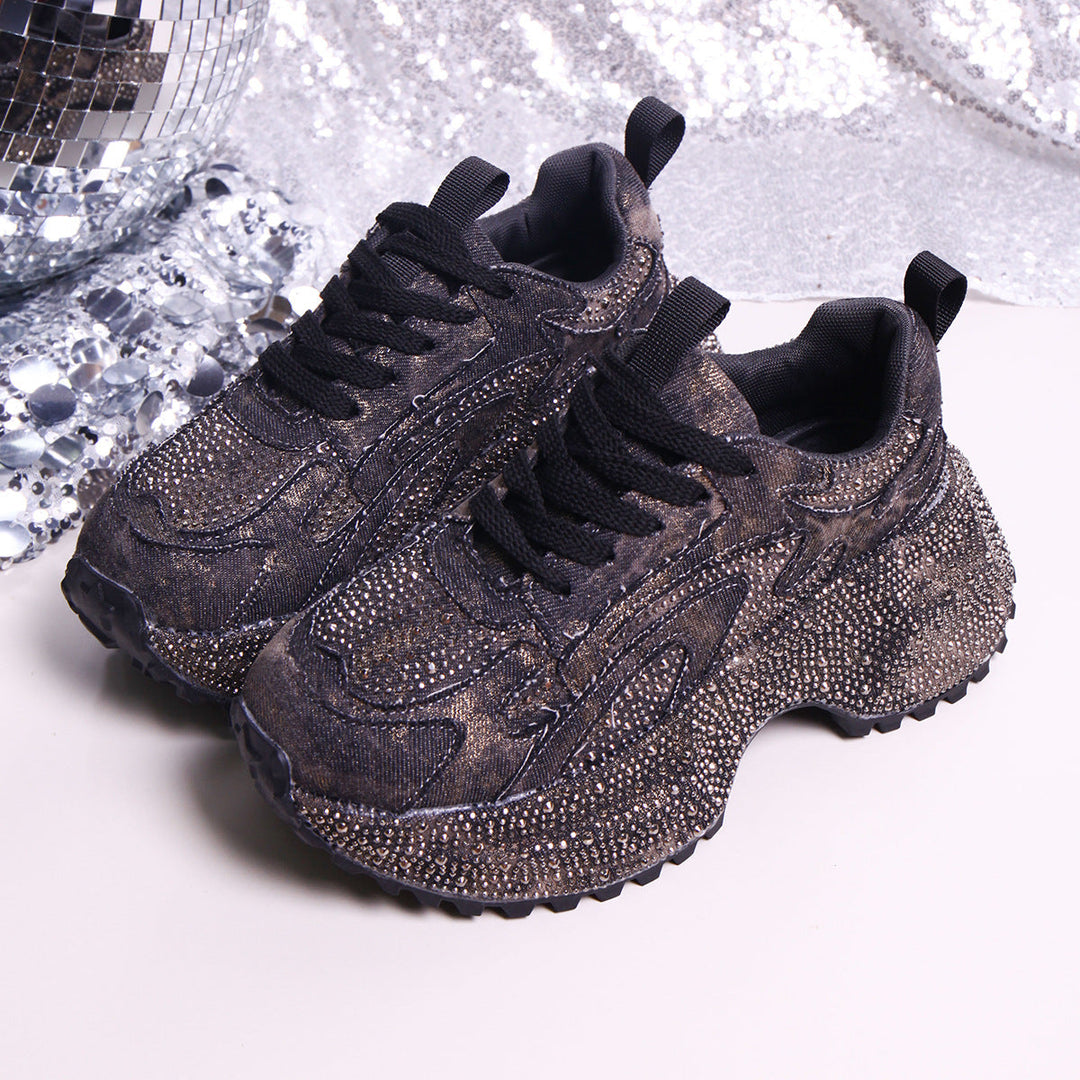 Rhinestone Lace Up Sneaker