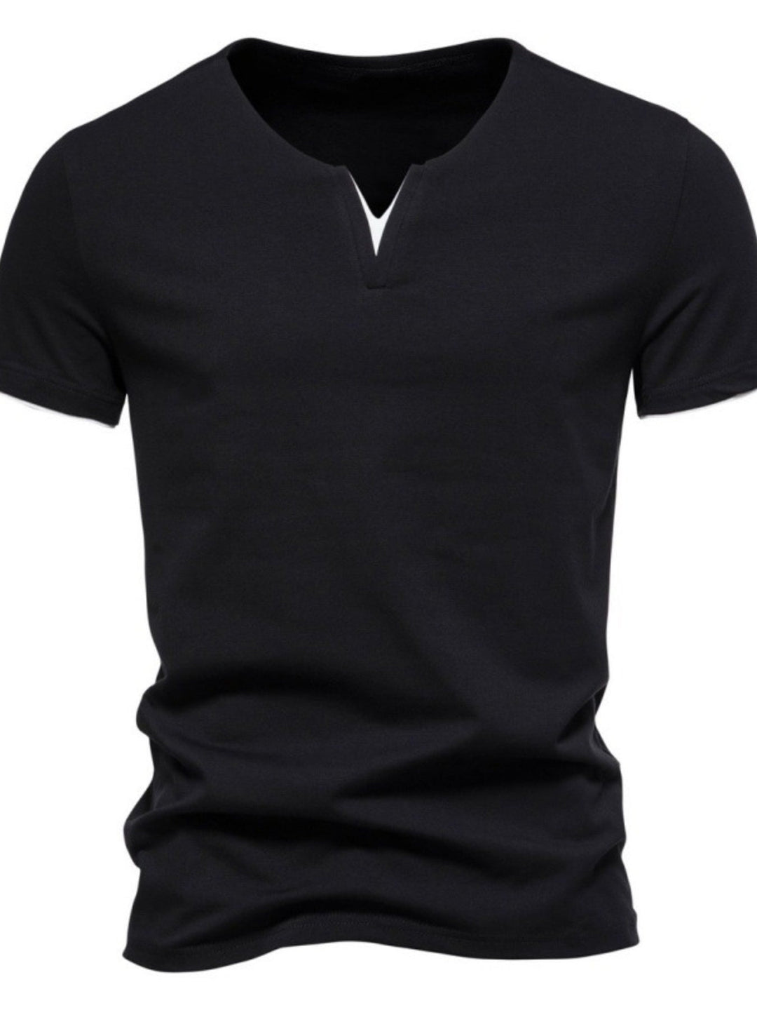 Men's Plus Size Slim Fit Notched Casual T-Shirt