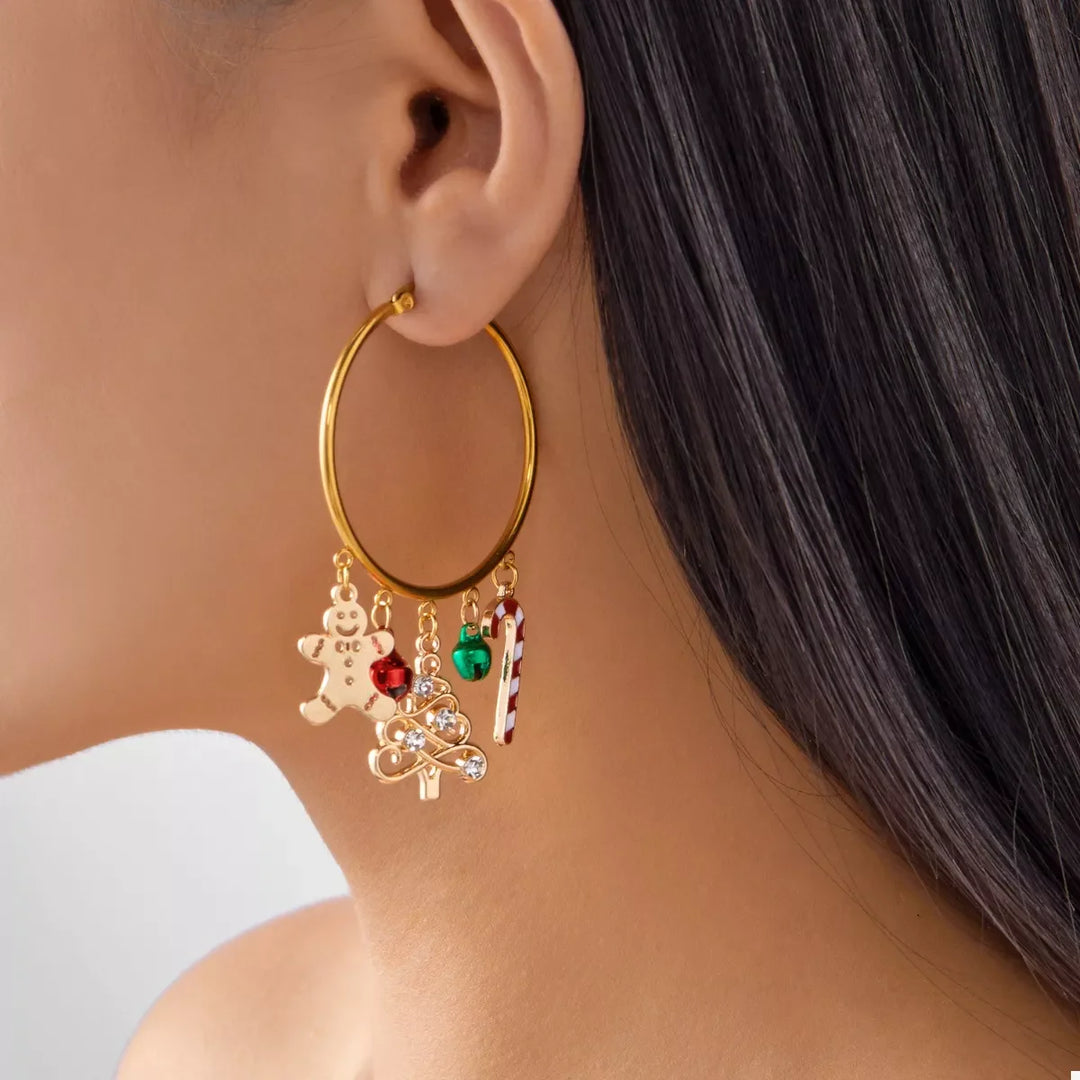 Christmas Theme Hoop Earrings