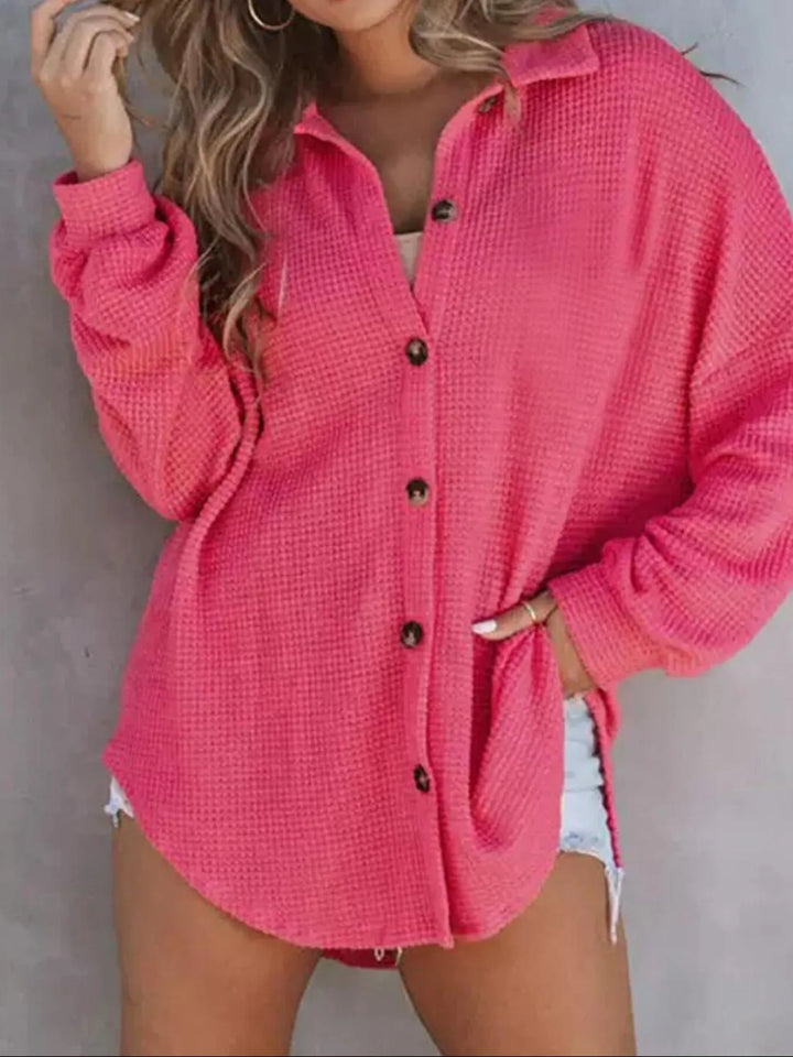 Waffle Knit Button-Down Shirt
