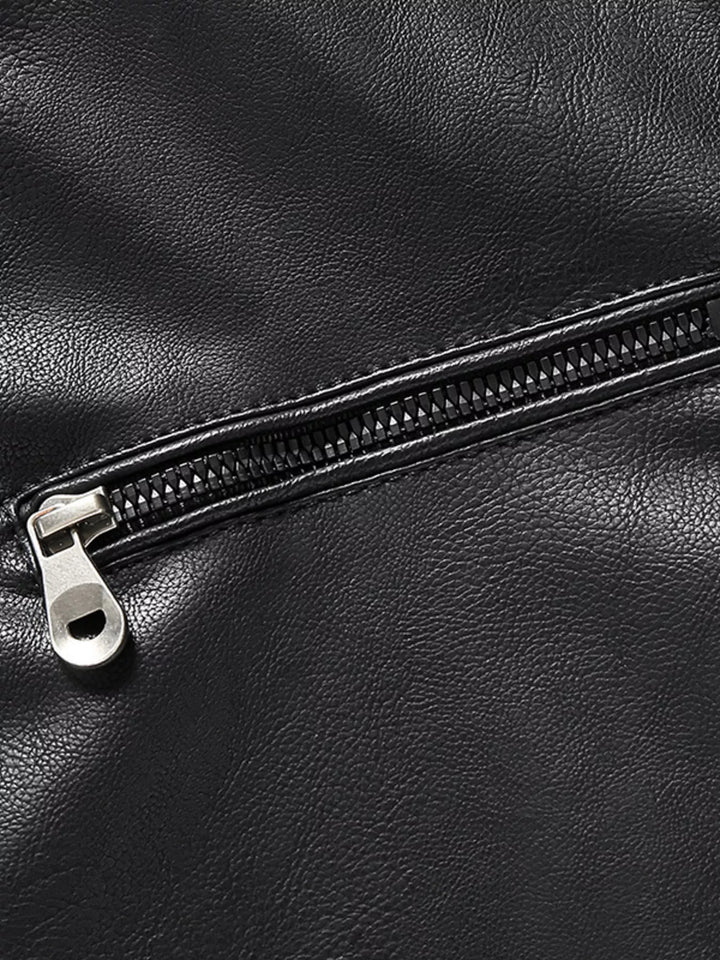 Men's Zip Up Long Sleeve Leather Jacket