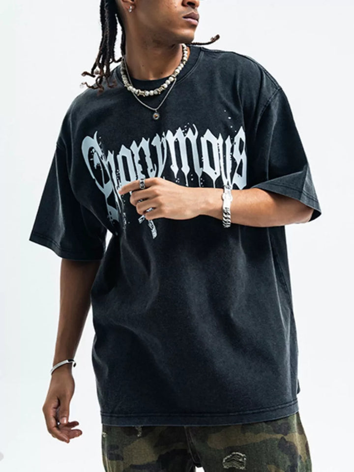 Men's Letter Round Neck Half Sleeve T-Shirt