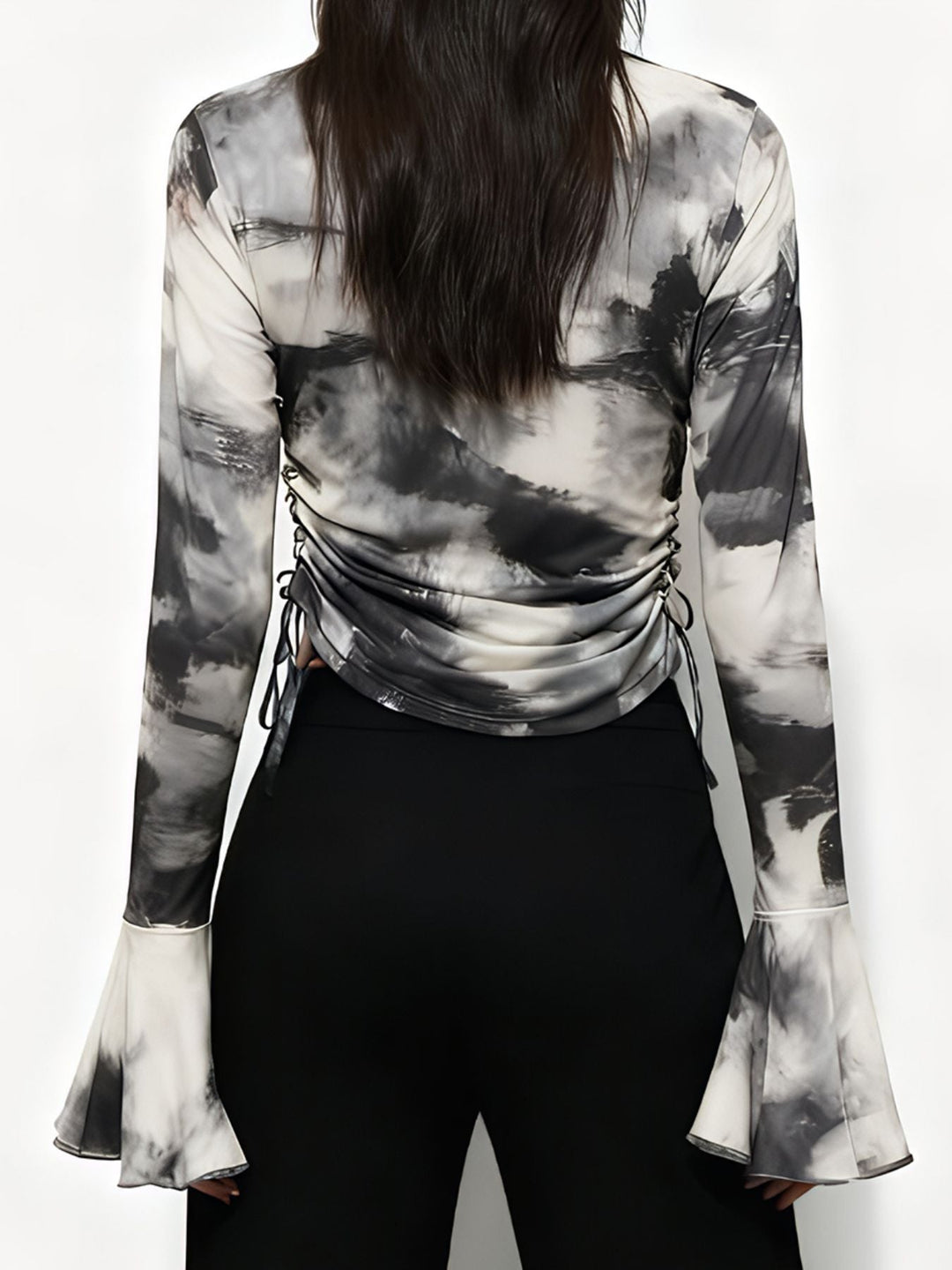 Tie Dye Drawstring Ruched Top