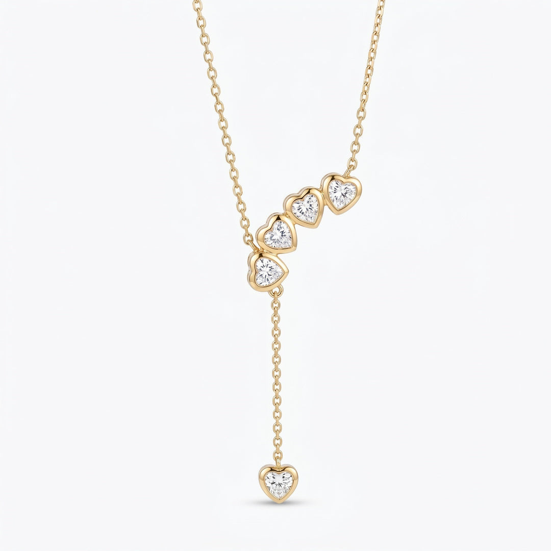 Waterdrop-shaped Diamond-studded Tassel Necklace