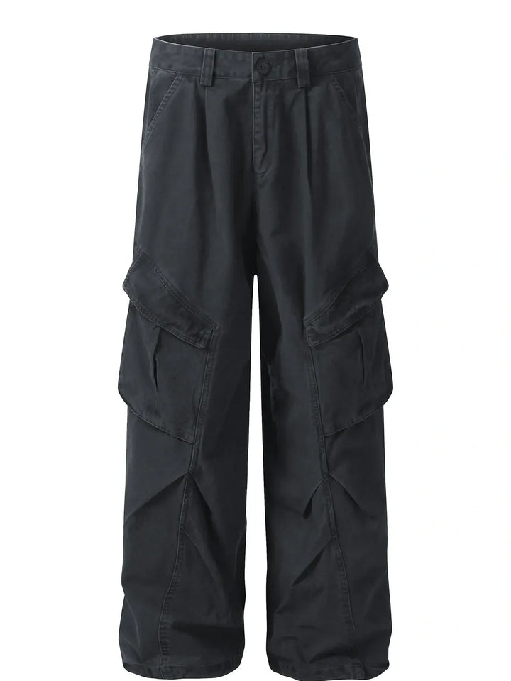 Men's Wide Leg Cargo Pants with Multi Pockets