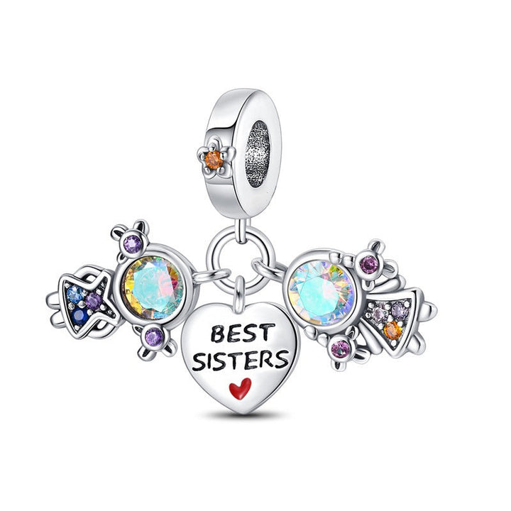 DIY Sisterhood Heart-shaped Bead Pendant Jewelry Accessory
