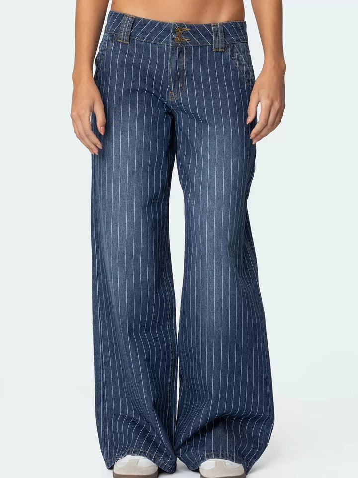 Striped Wide Leg Jeans