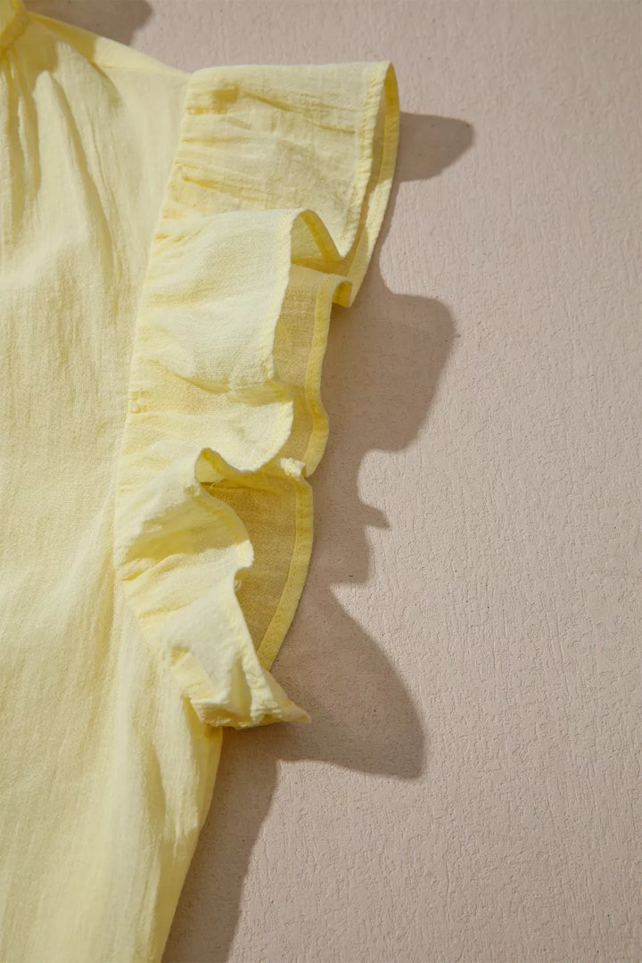 V Neck Ruffle Trim Sleeveless Shift Top