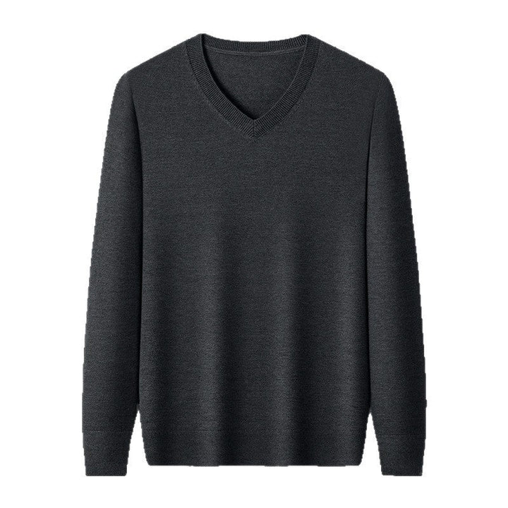 Mens Casual Slim-fit V-neck Solid-color Bottoming Top