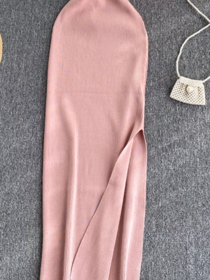 Knot Back Sleeveless Knit Bodycon Midi Dres