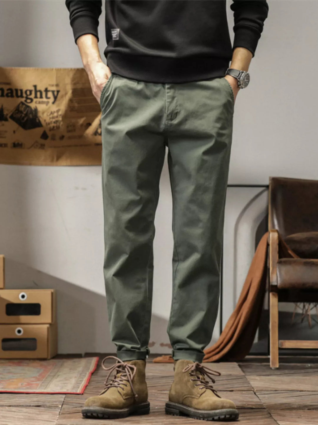 Men's Plus Size Casual Style Slim Fit Ankle Banded Pants