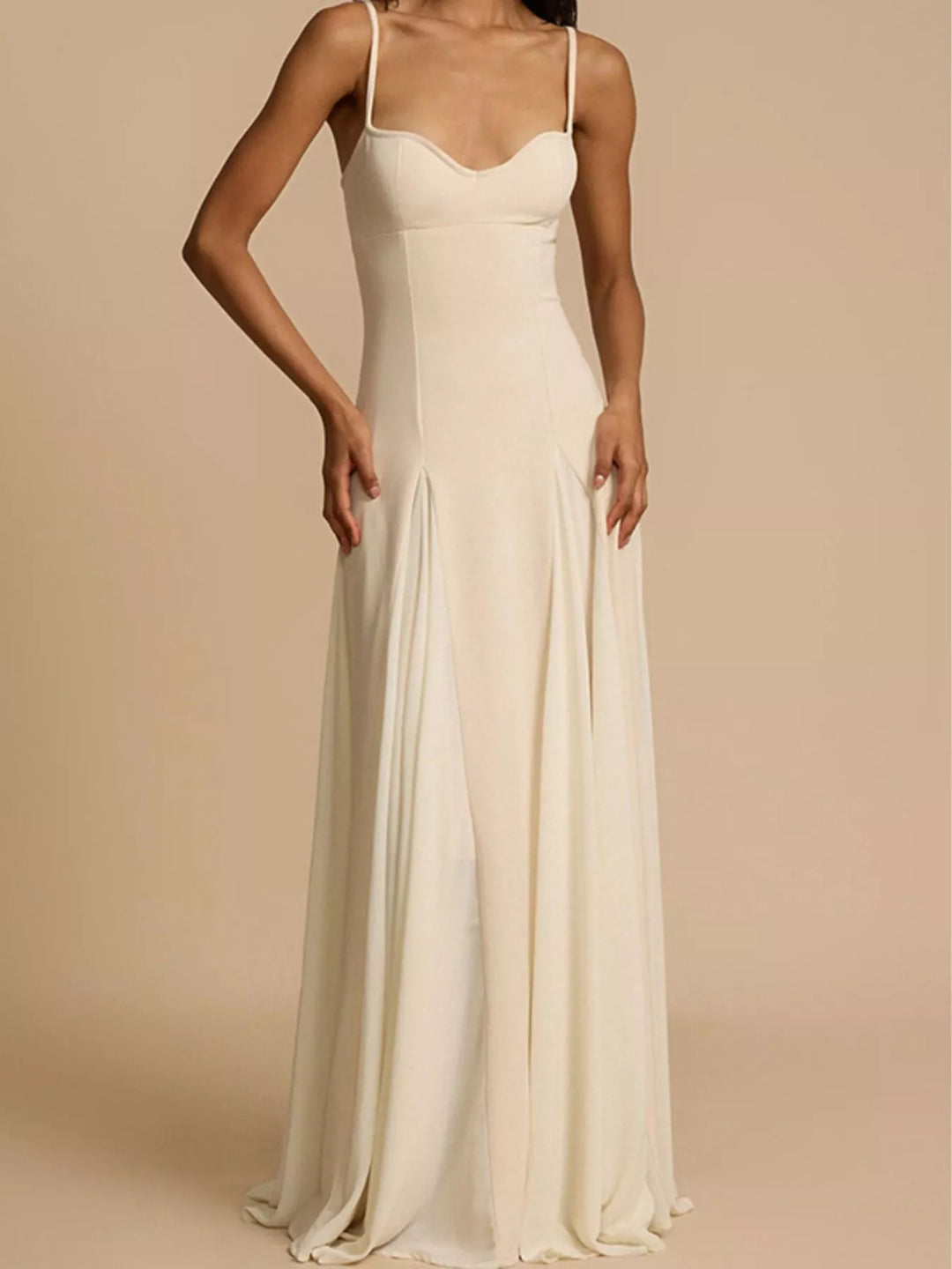 Sweetheart Neck Spaghetti Strap Flowy Maxi Dress