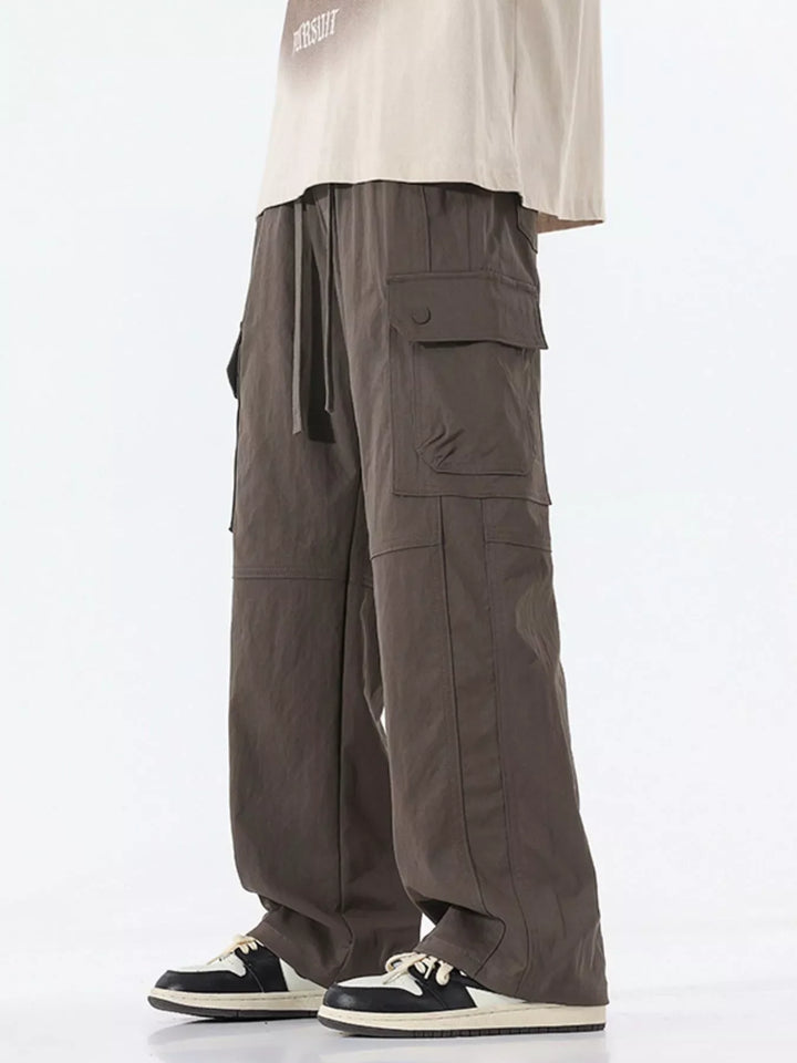 Men's Full Size Drawstring Cargo Wide Leg Pants Plus Size