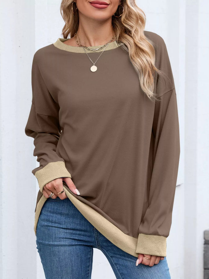 Contrast Trim Long Sleeve Sweatshirt