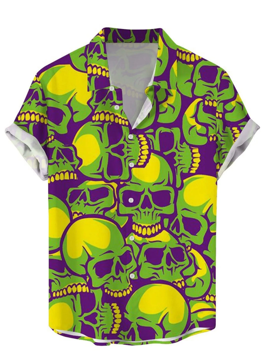 Men's Plus Size Printed Button Up Short Sleeve Shirt