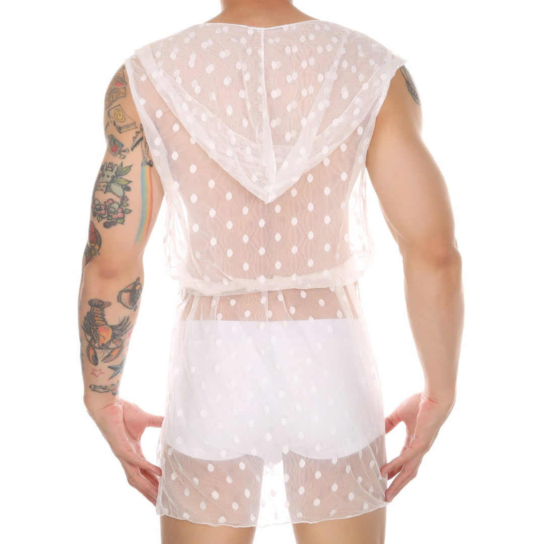 Men's Transparent Fashion Lace Mesh Bathrobe