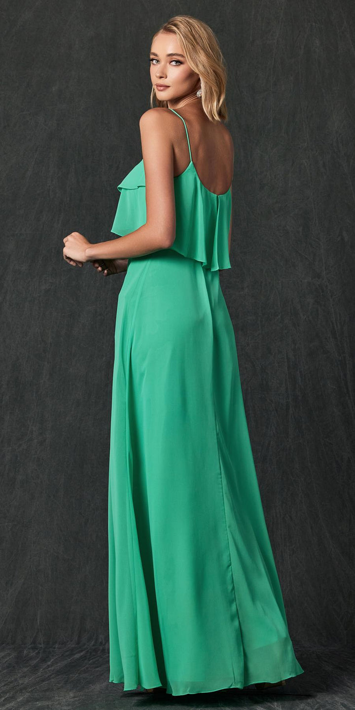 Juliet 591 Long Bridesmaid Dress Ruffled Bodice
