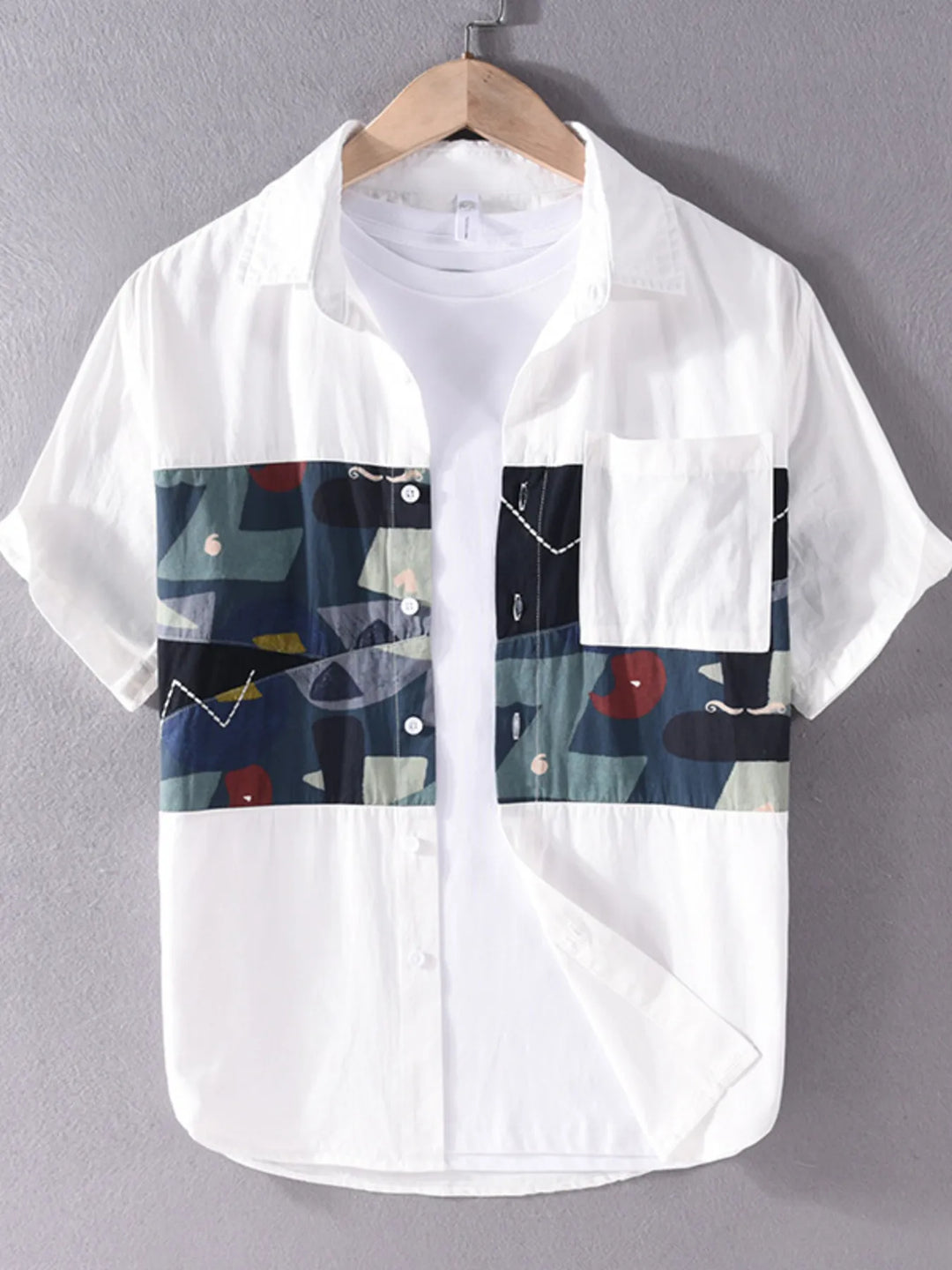 Men's Plus Size Geometric Print Short Sleeve Casual Shirt