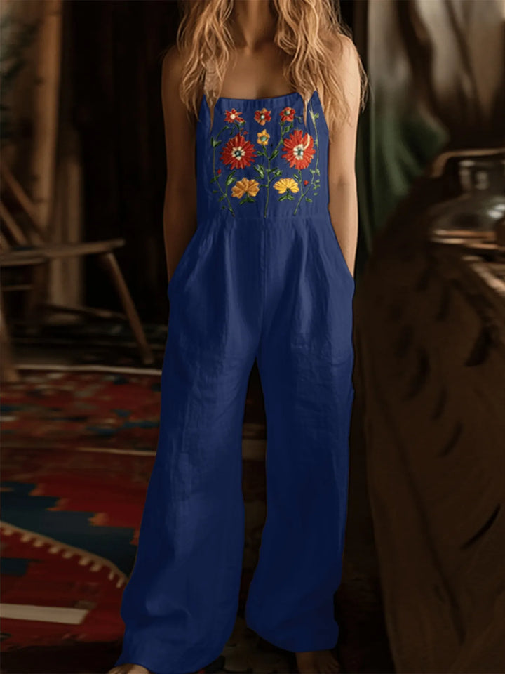 Floral Embroidered Wide Leg Jumpsuit