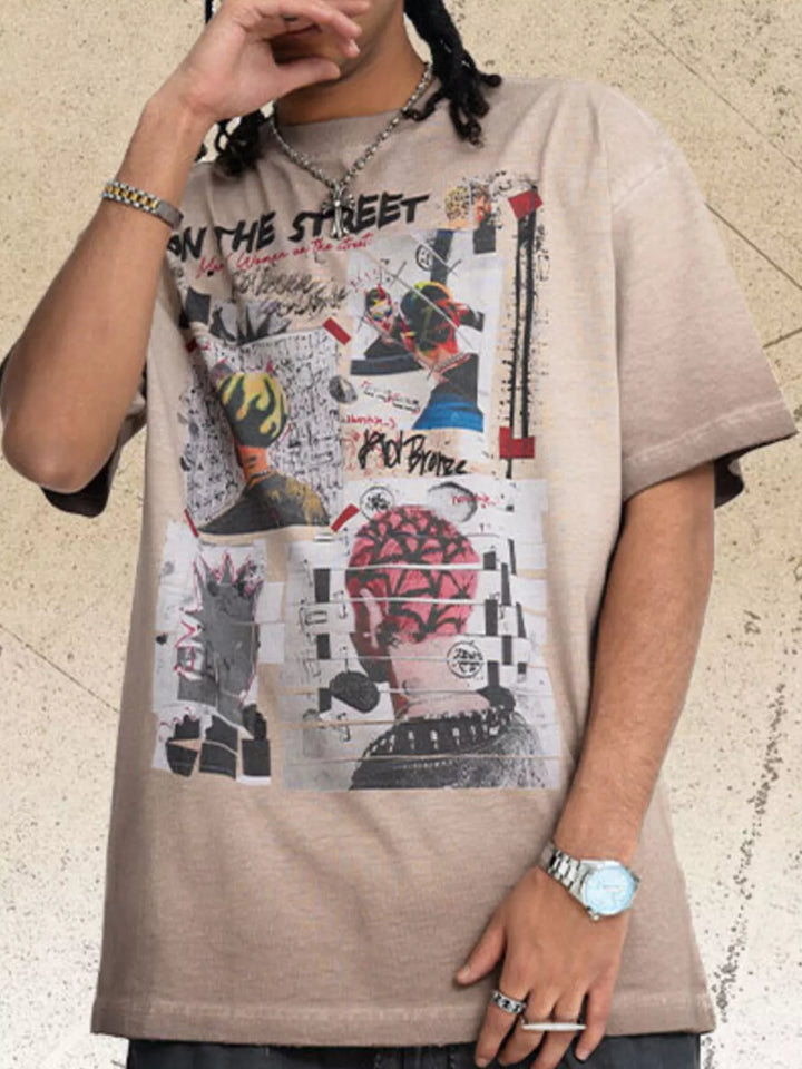 Men's Graphic Round Neck Streetwear T-Shirt