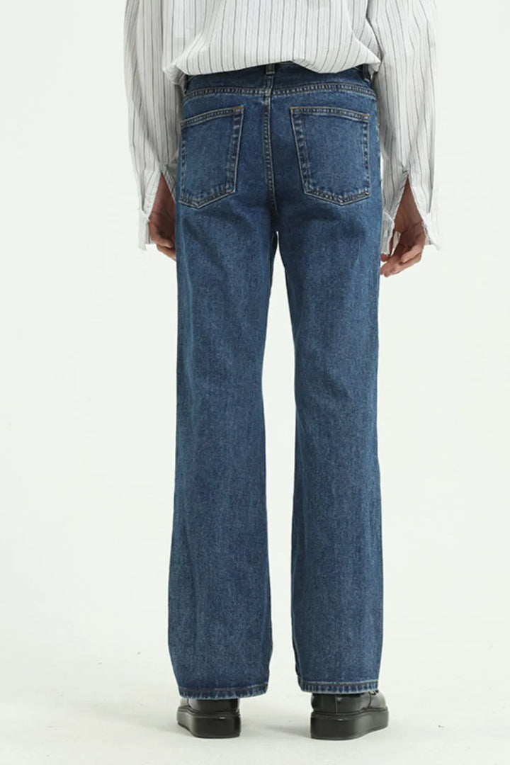 Men's Vintage Wash Straight Leg Jeans with Pockets