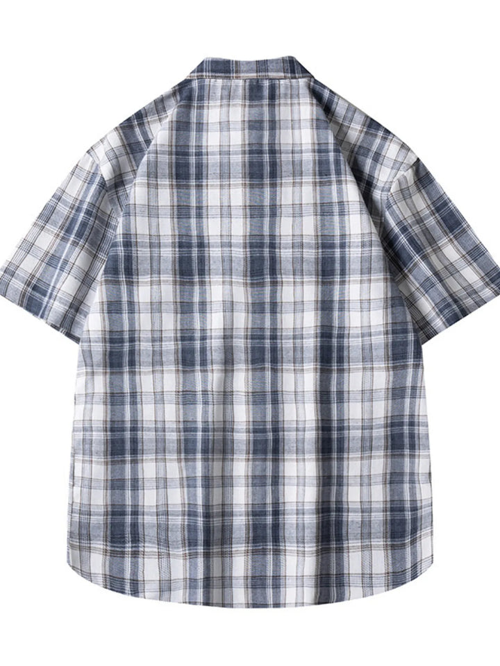 Men's Plus Size Casual Plaid Short Sleeve Shirt