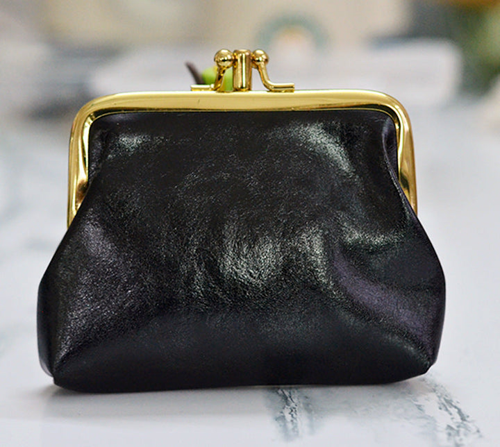 Retro Double-Layer Compact Oil Wax Leather Wallet