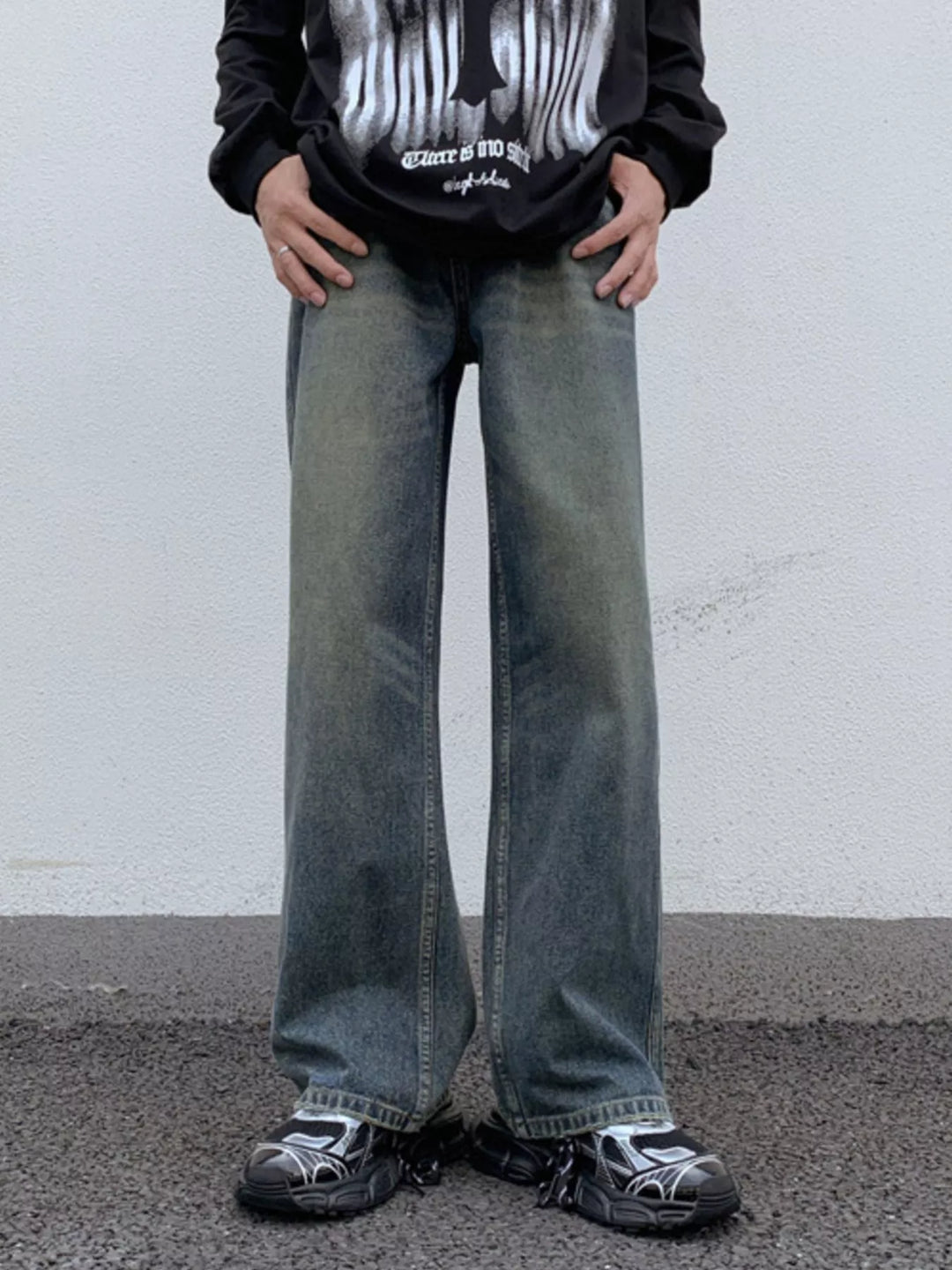 Men's Full Size Wide Leg Washed Jeans Plus Size