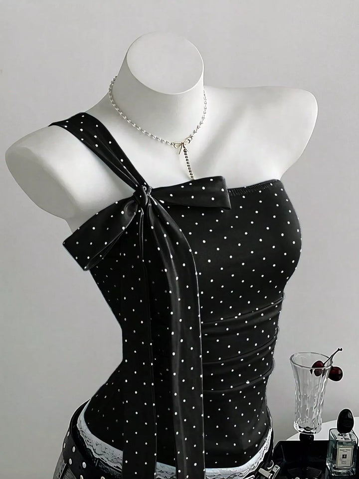 Polka Dot One-Shoulder Cami