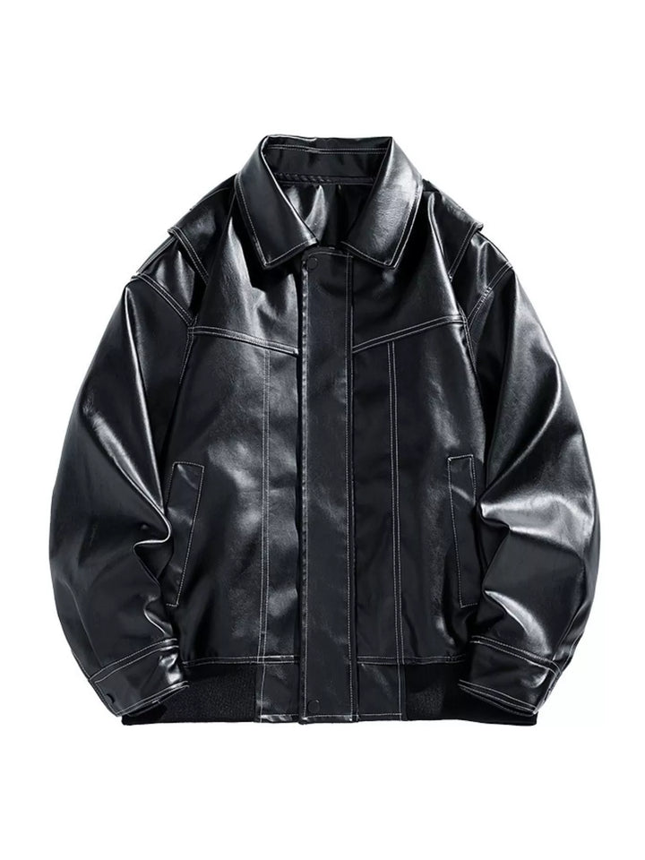 Men's Plus Size Zip Up Leather Jacket