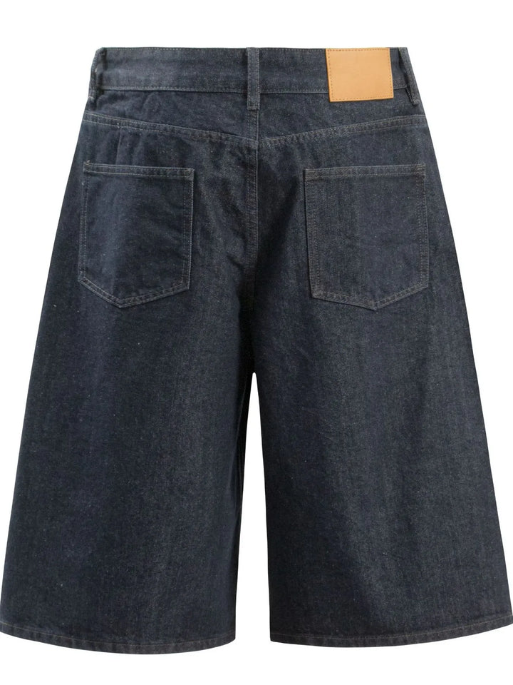 Men's Wide-Leg Denim Shorts with Pockets