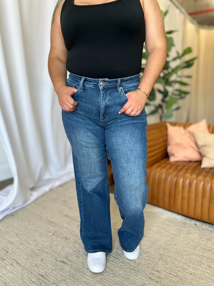 RFM Full Size High Rise Tummy Control Wide Leg Jeans