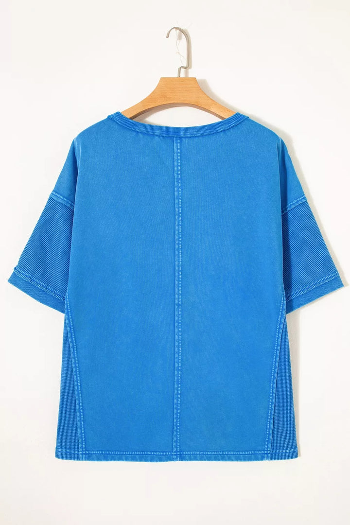 Mineral Wash Star Mesh Patchwork Oversize Tee