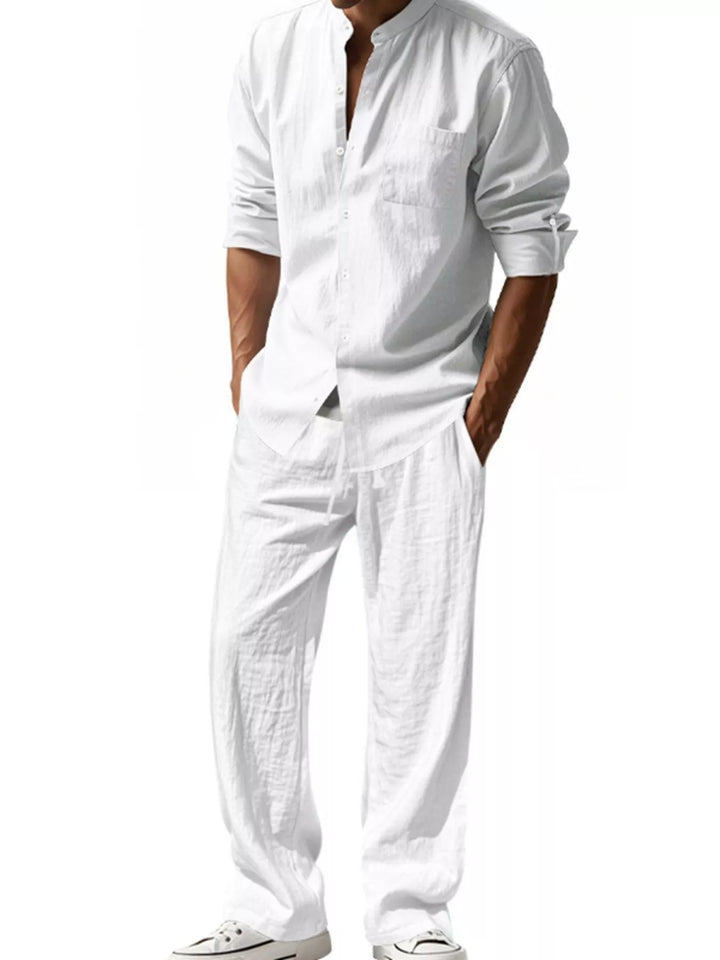 Men's Full Size Casual Button Up Shirt and Pants Plus Size
