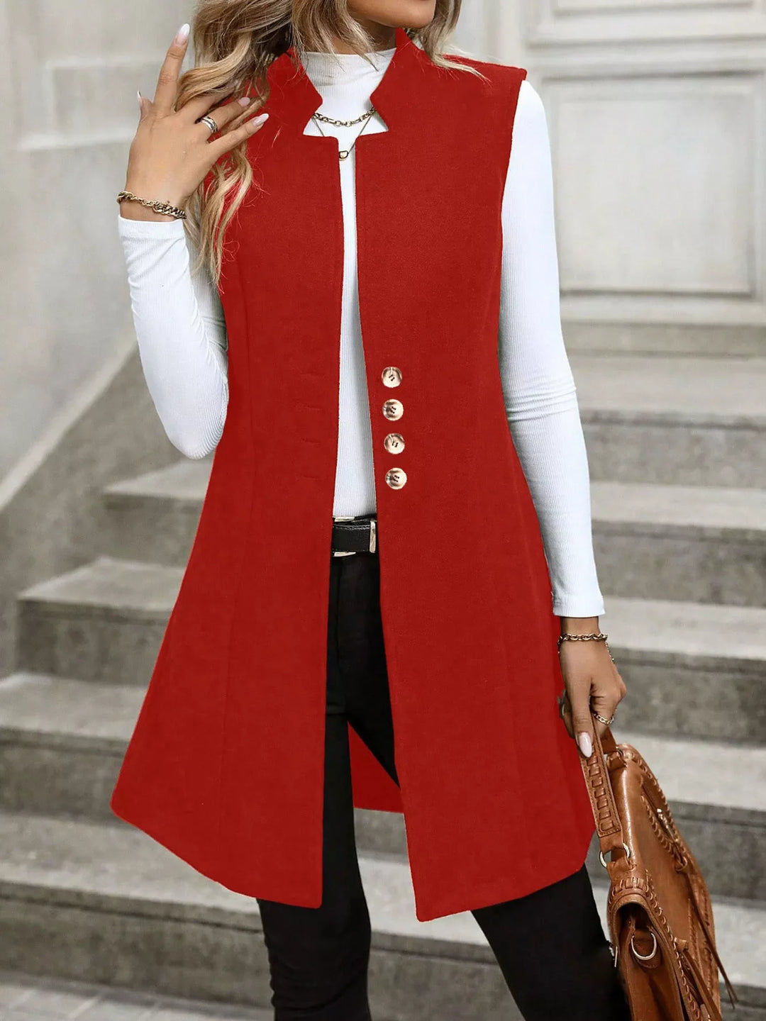 Button-Down Longline Vest Coat