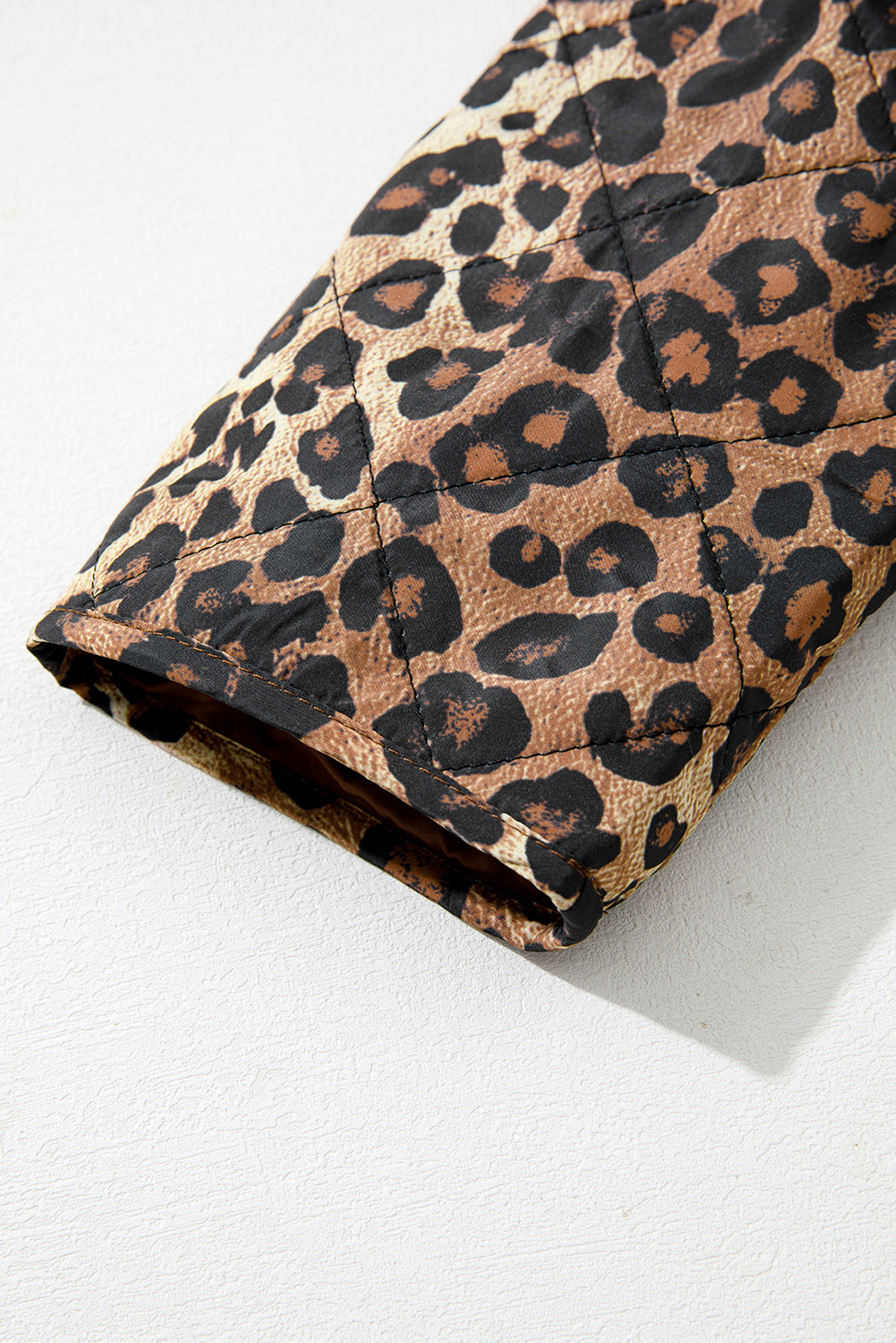 Khaki Leopard Quilted Tie Front Jacket