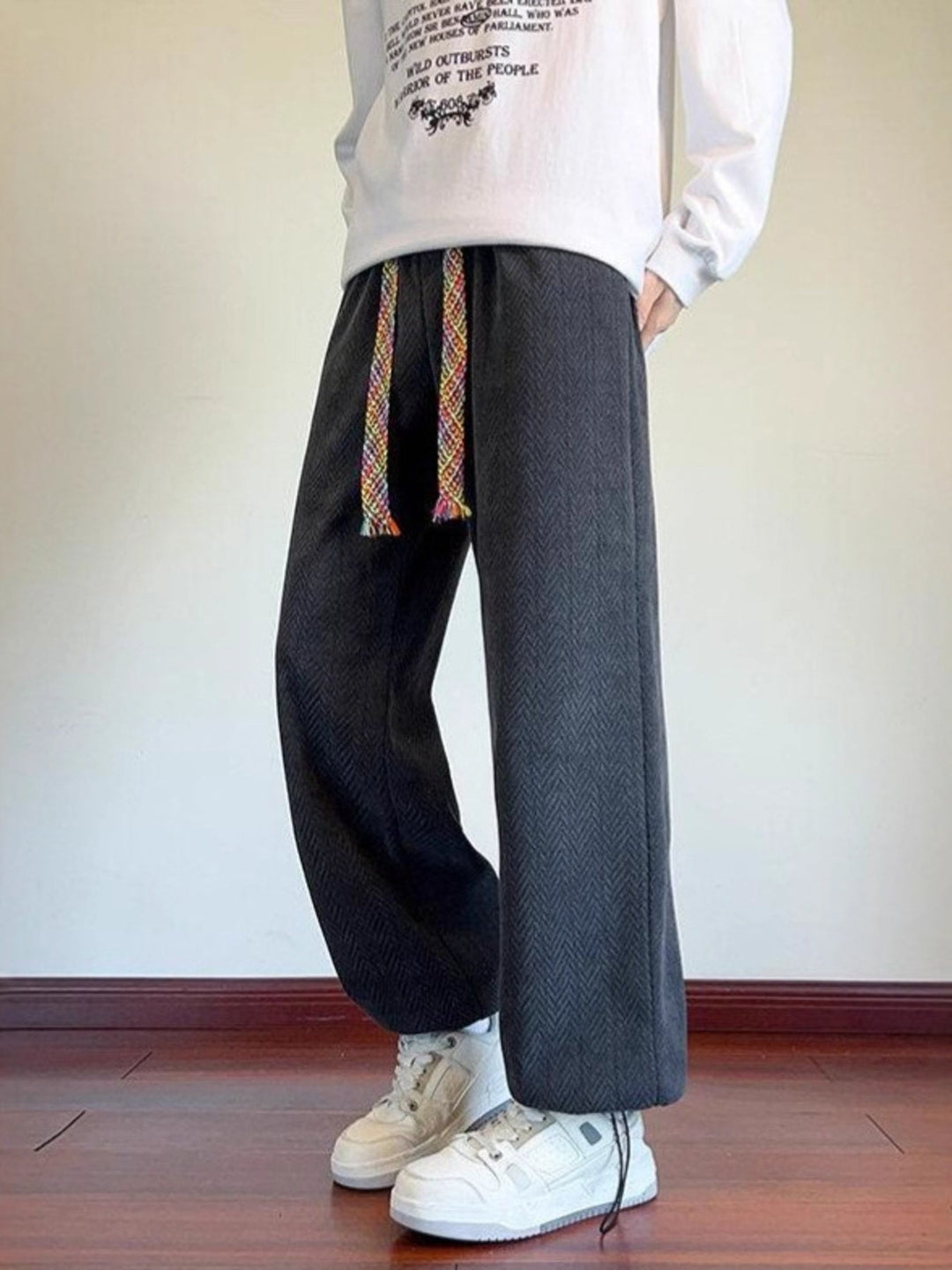Men's Plus Size Textures Wide Leg Pants