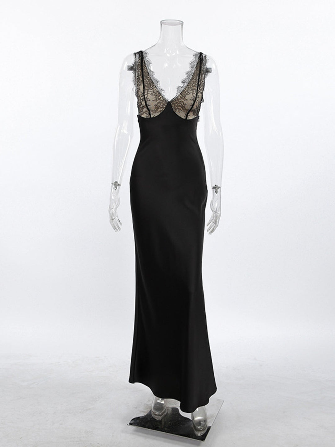 Lace Trimmed Adjustable Strap Midi Dress