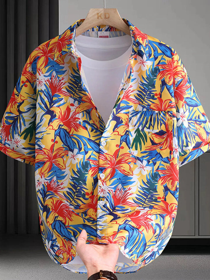 Men's Plus Size Hawaiian Print Short Sleeve Shirt