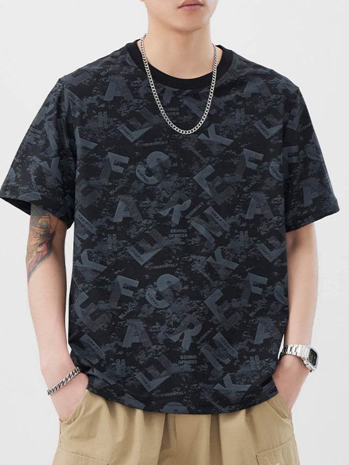 Men's Plus Size Round Neck Graphic T-Shirt