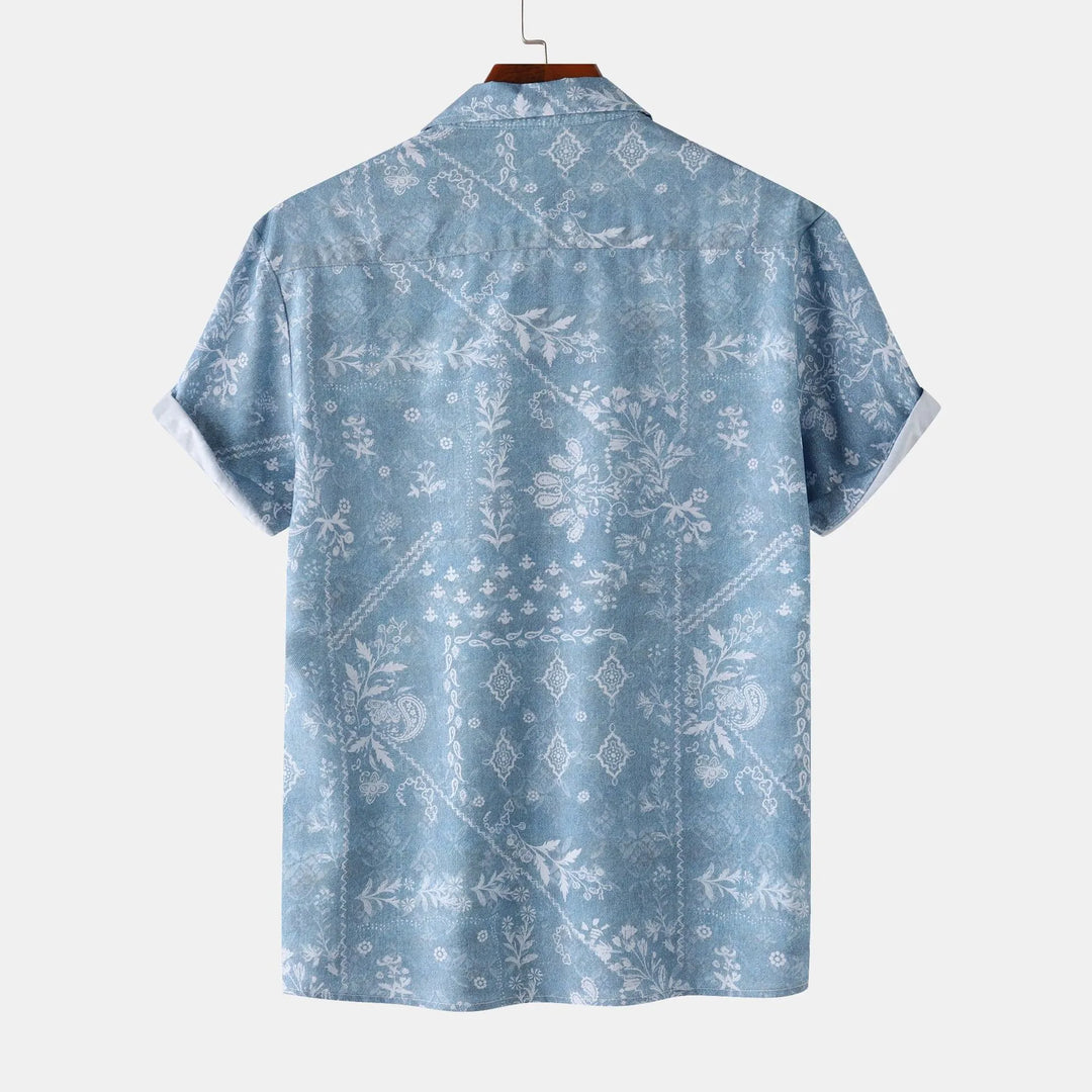 Men's Printed Short Sleeve Button-Up Shirt