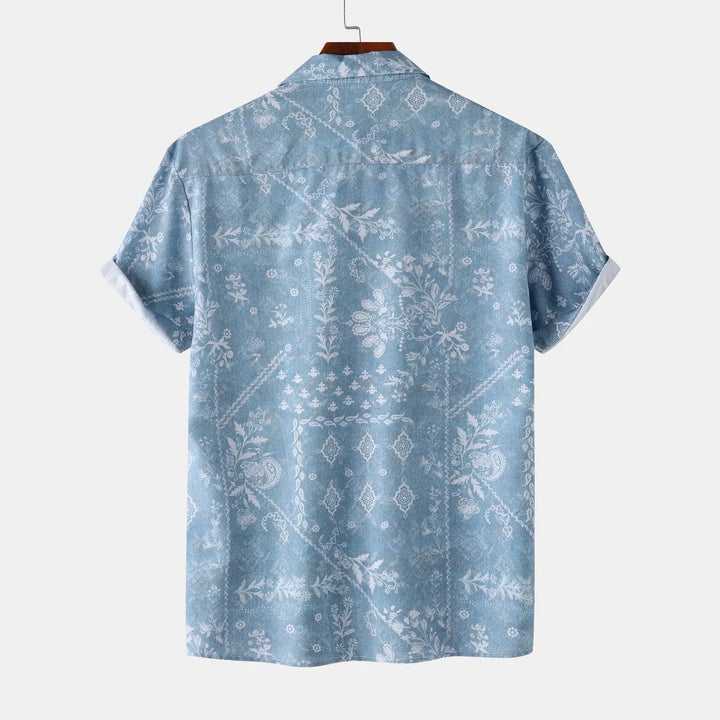Men's Printed Short Sleeve Button-Up Shirt