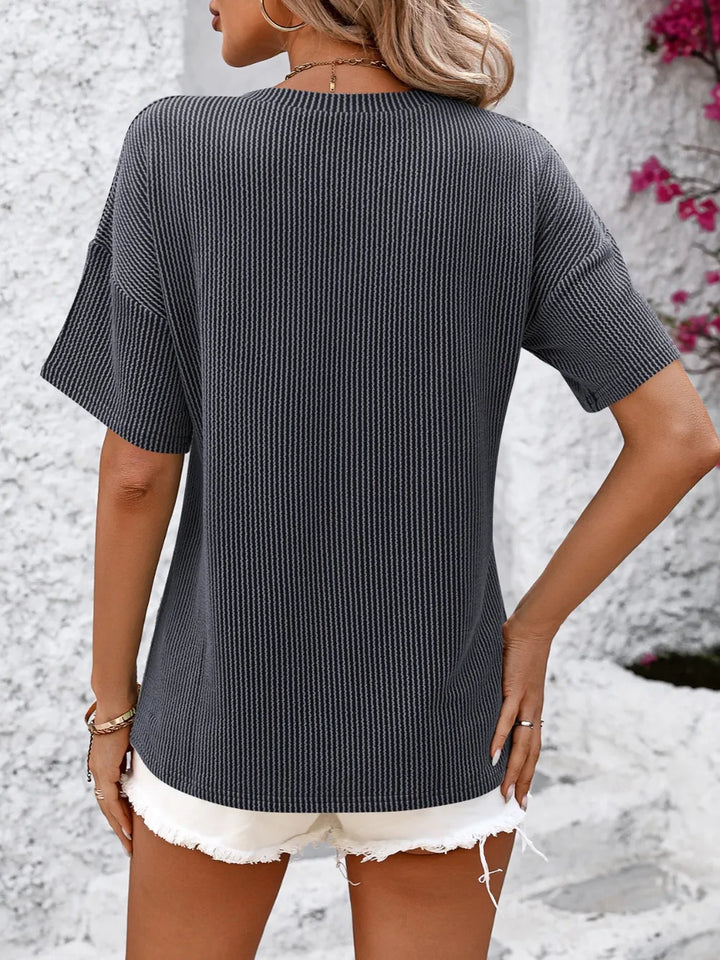 Mandy V-Neck Dropped Shoulder T-Shirt