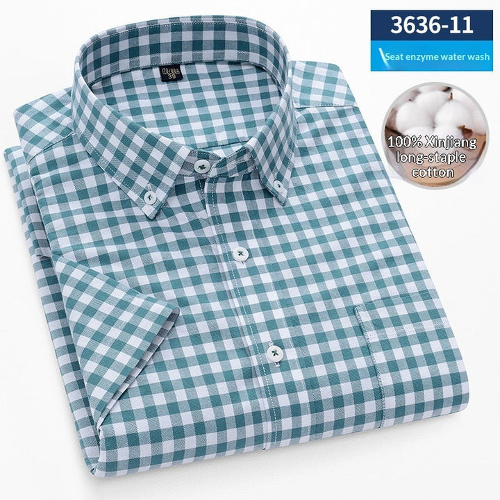Mens Short-Sleeve Pure Cotton Oxford Shirt
