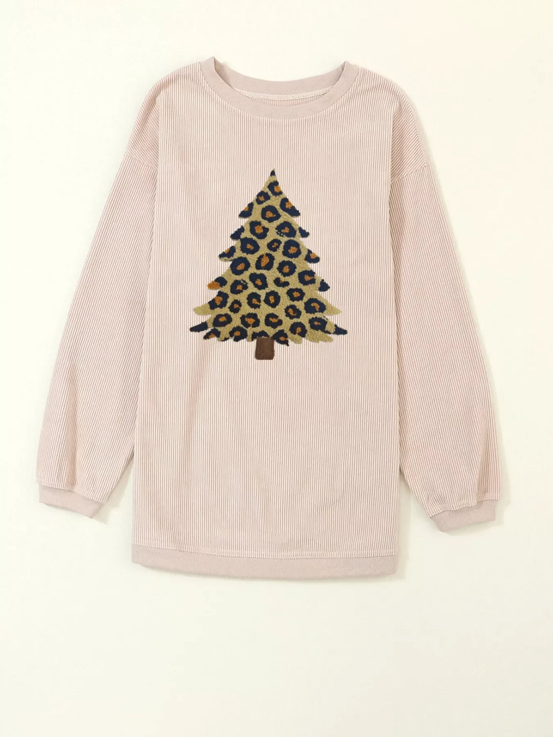 Leopard Christmas Tree Graphic Corded Sweatshirt