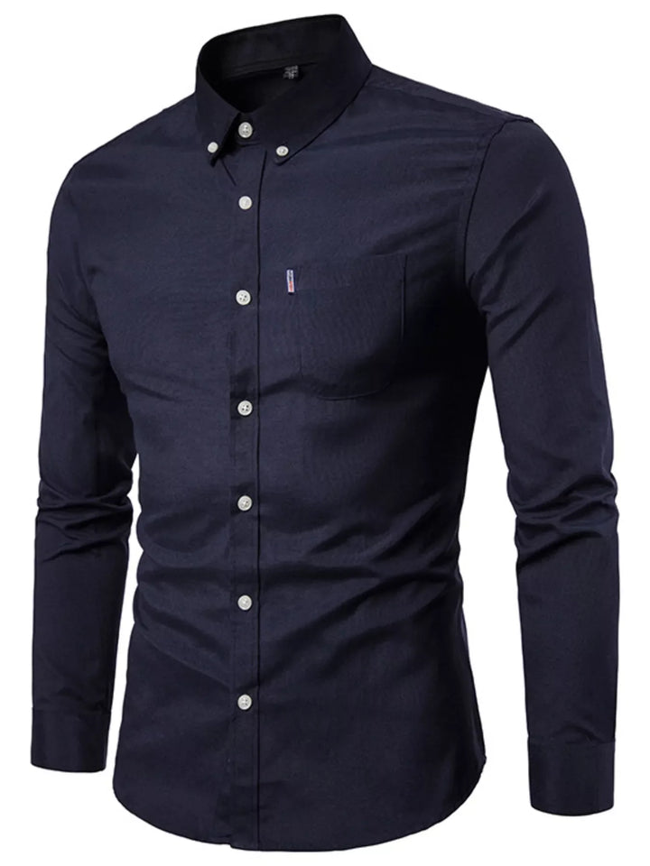 Men's Plus Size Slim Fit Long Sleeve Button-Down Shirt