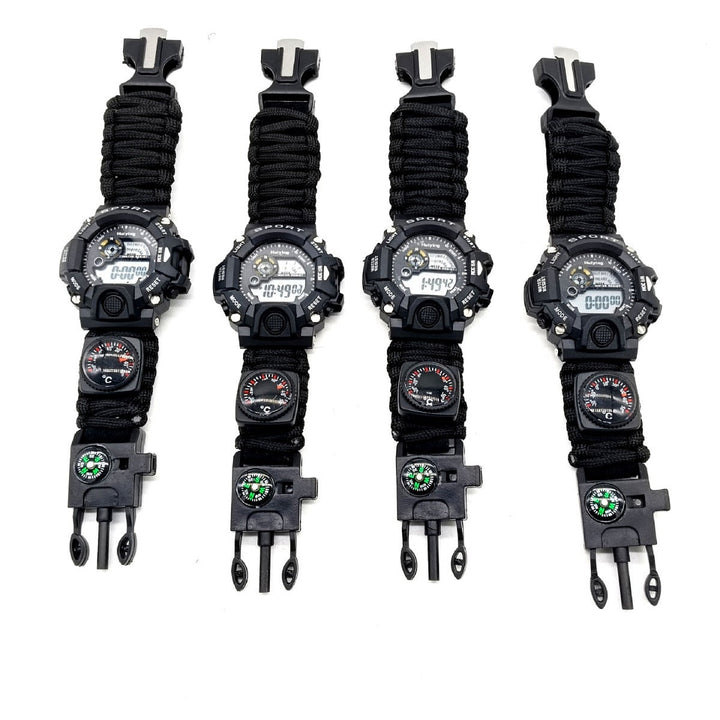 Multifunctional Outdoor Survival Paracord Adjustable Waterproof Watch For Camping