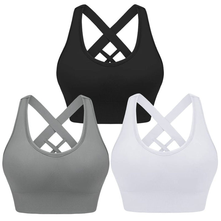 Women's Four Season Solid Nylon Sports Bra - Cross Strap Design
