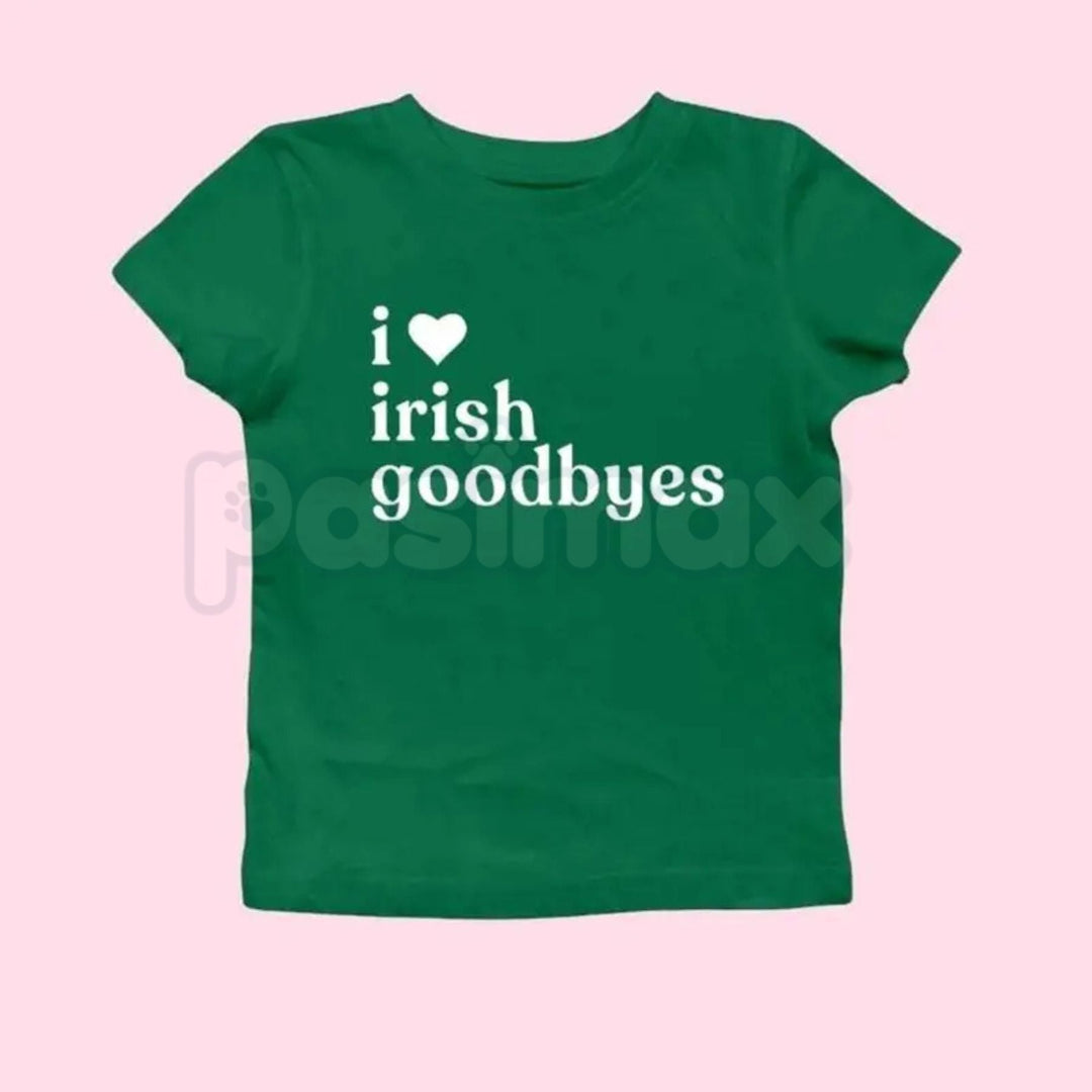 St. Patrick's Day Baby Tee Collection - Funny "Irish Goodbye" & BORG Drinking Shirt, Premium 100% Cotton Cropped Y2K Aesthetic Top, Sassy St. Paddy’s Day Party Tee, "Kiss Me I'm Irish" Reimagined Graphic, Soft Lived-In Festive Streetwear