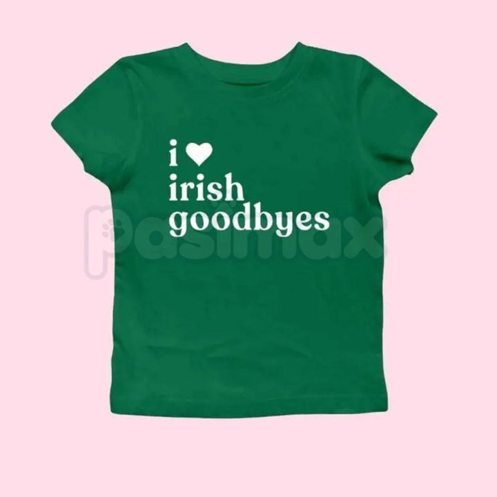 St. Patrick's Day Baby Tee Collection - Funny "Irish Goodbye" & BORG Drinking Shirt, Premium 100% Cotton Cropped Y2K Aesthetic Top, Sassy St. Paddy’s Day Party Tee, "Kiss Me I'm Irish" Reimagined Graphic, Soft Lived-In Festive Streetwear